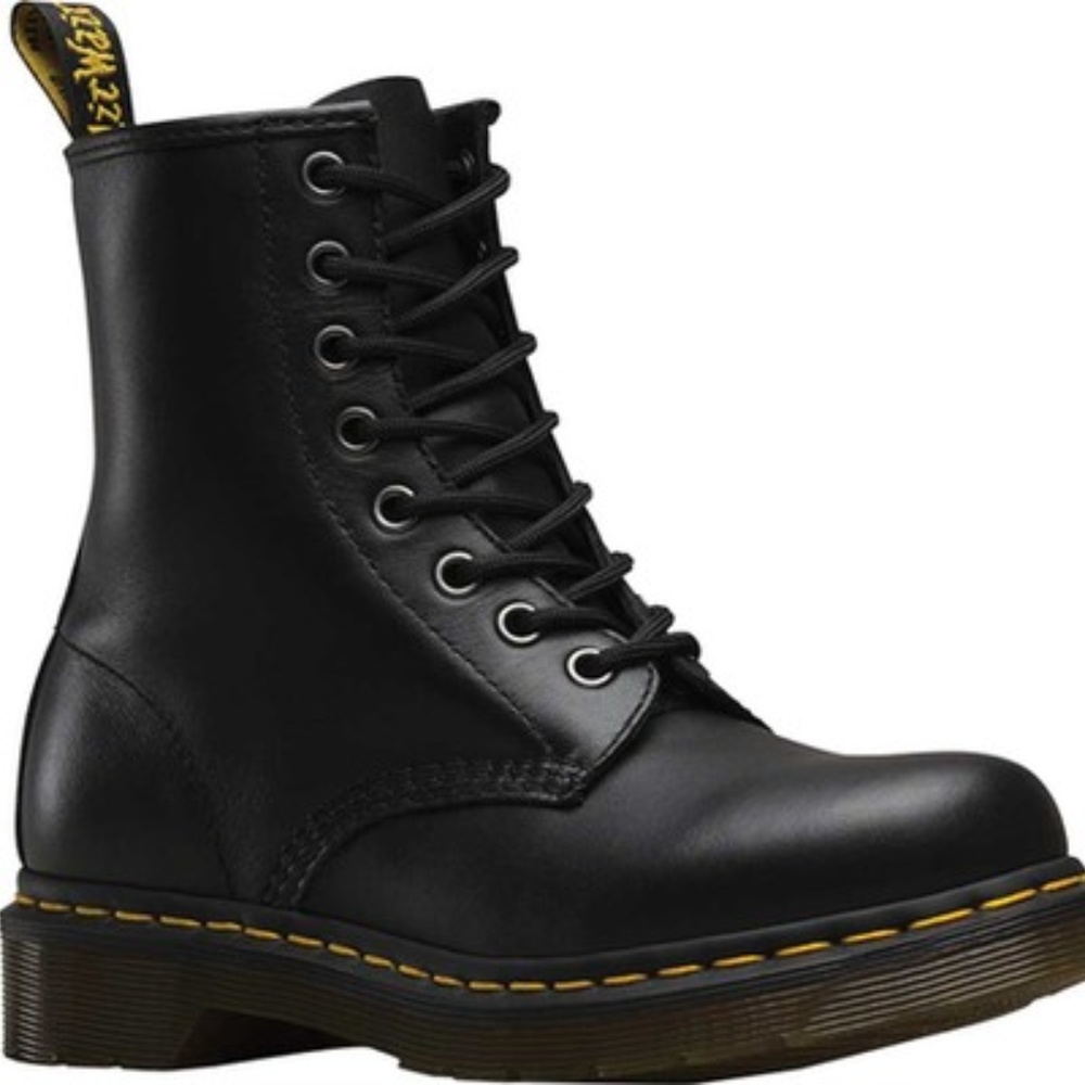 Dr Martens black leather combat boots